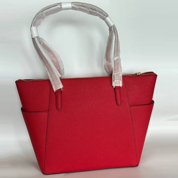 NWT MICHAEL KORS CHARLOTTE LARGE TOP ZIP SAFFIANO LEATHER TOTE BAG BRIGHT RED - Picture 9 of 16